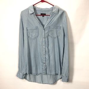 Tincel denim button front tunic shirt women’s size medium blue